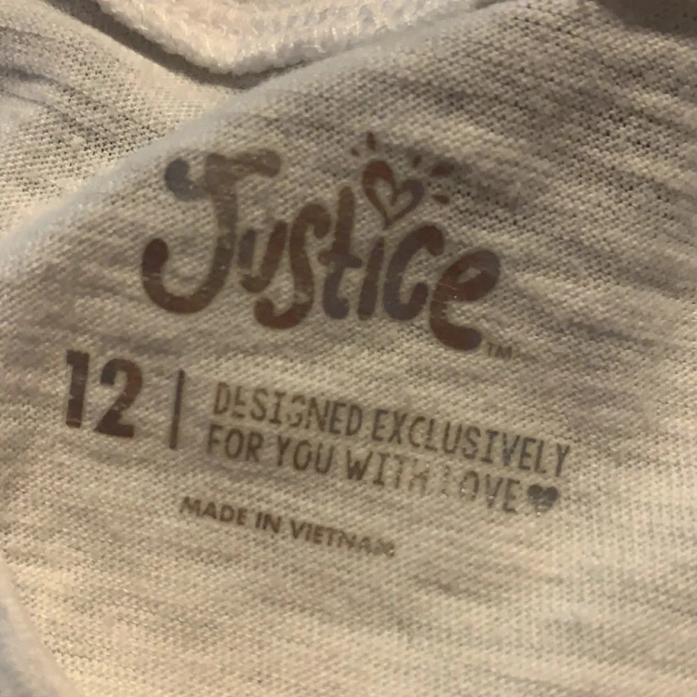 Justice white short sleeve V-neck T-shirt girls 12